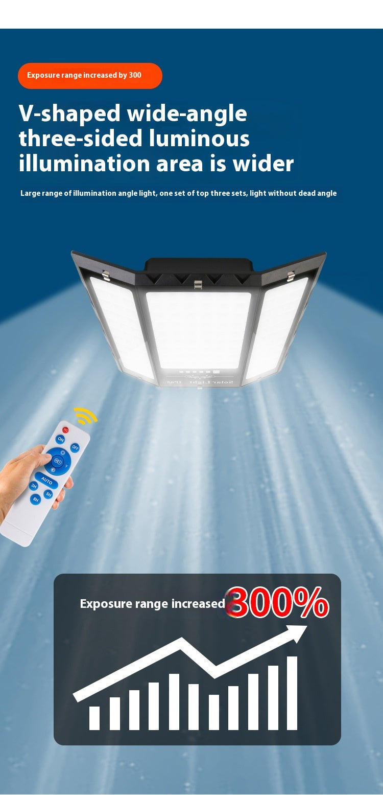 Solar-Flutlicht ABS IP65 Wasserdichte Gartenbeleuchtung 100W200W300W Intelligente Lichtsteuerung Solarlicht
