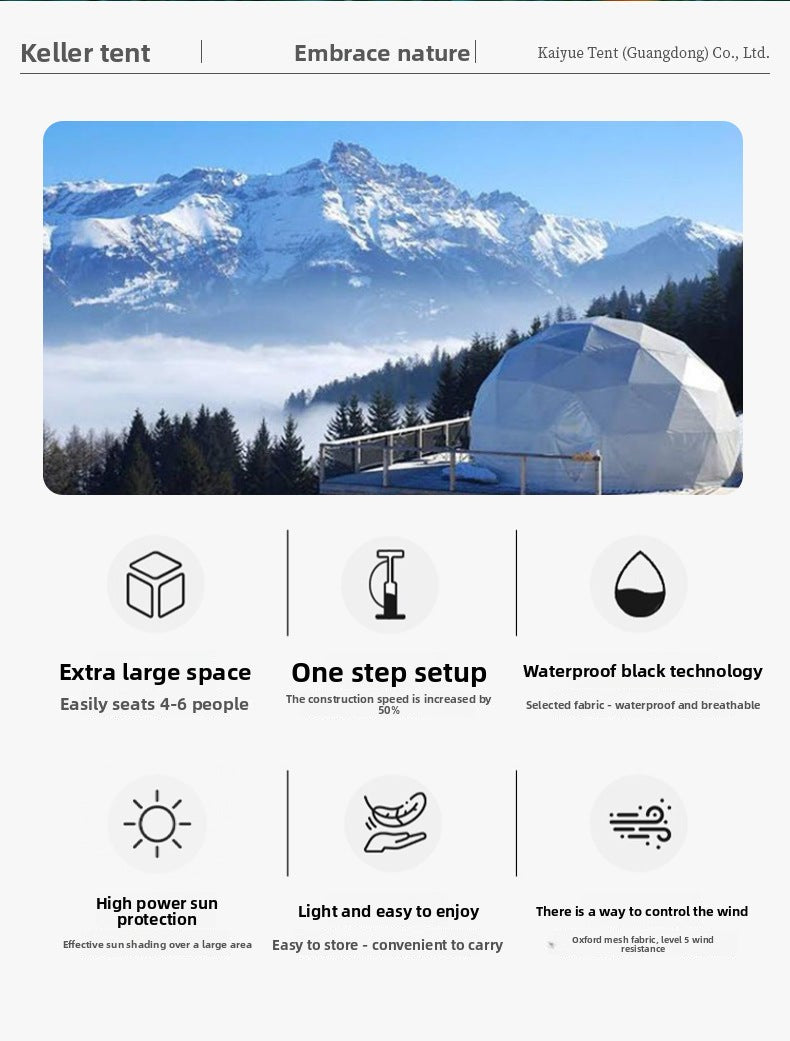 Outdoor Spherical Tent Starry Sky Tent Hotel Windproof Rainproof Semi-Transparent Tent Cabin Tent diy Bubble House