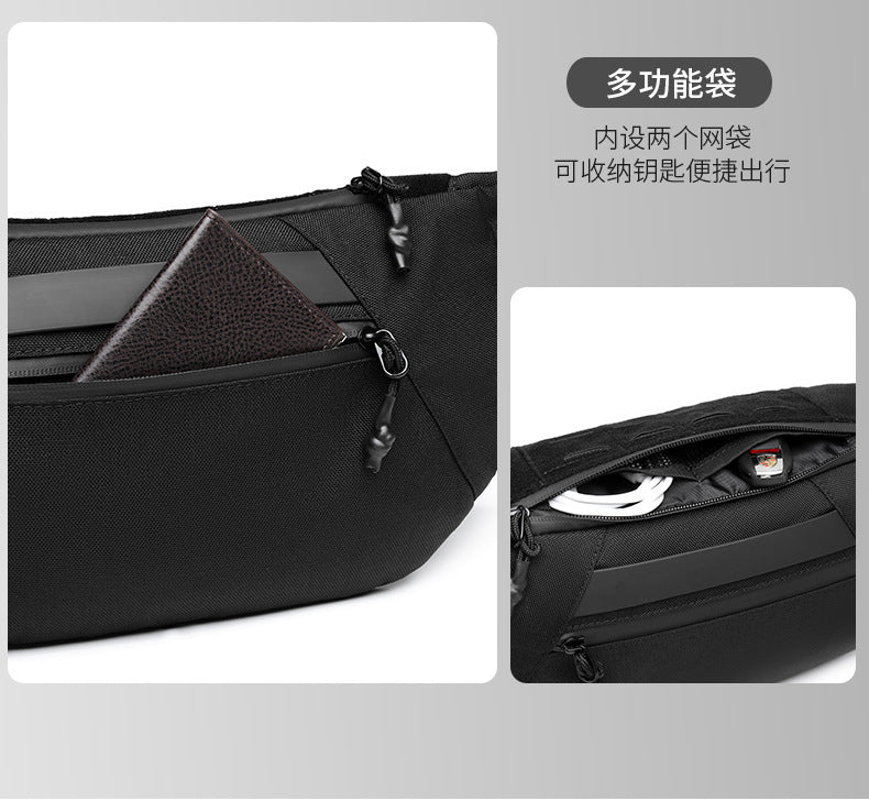 ozuko Tactical Waist Bag Functional Large Capacity Men's Shoulder Bag Outdoor Waterproof Bag Men's Crossbody Bag High-end Feel