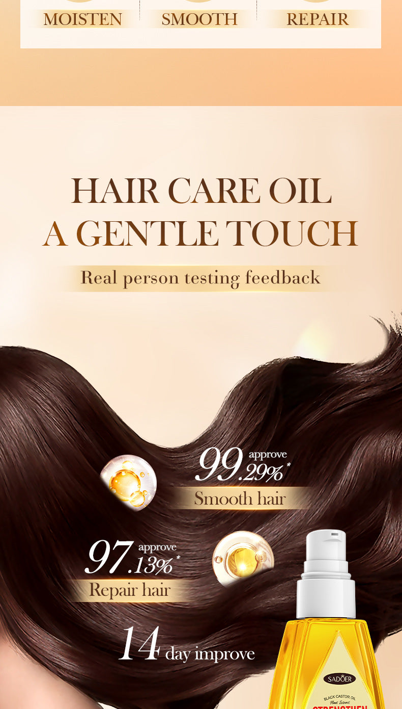Black Castor Oil Hair Care Essential Oil SADOER Moisturizing and Smooth Hair Conditioner Cross-Border Wholesale