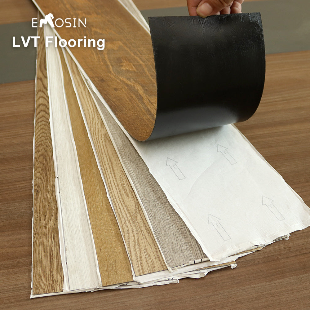 Commercial Grade with Glued on 5mm Waterproof Tile Gluedown Luxury Vinyl Plank Flooring Glue Down Lvp Lvt Flooring