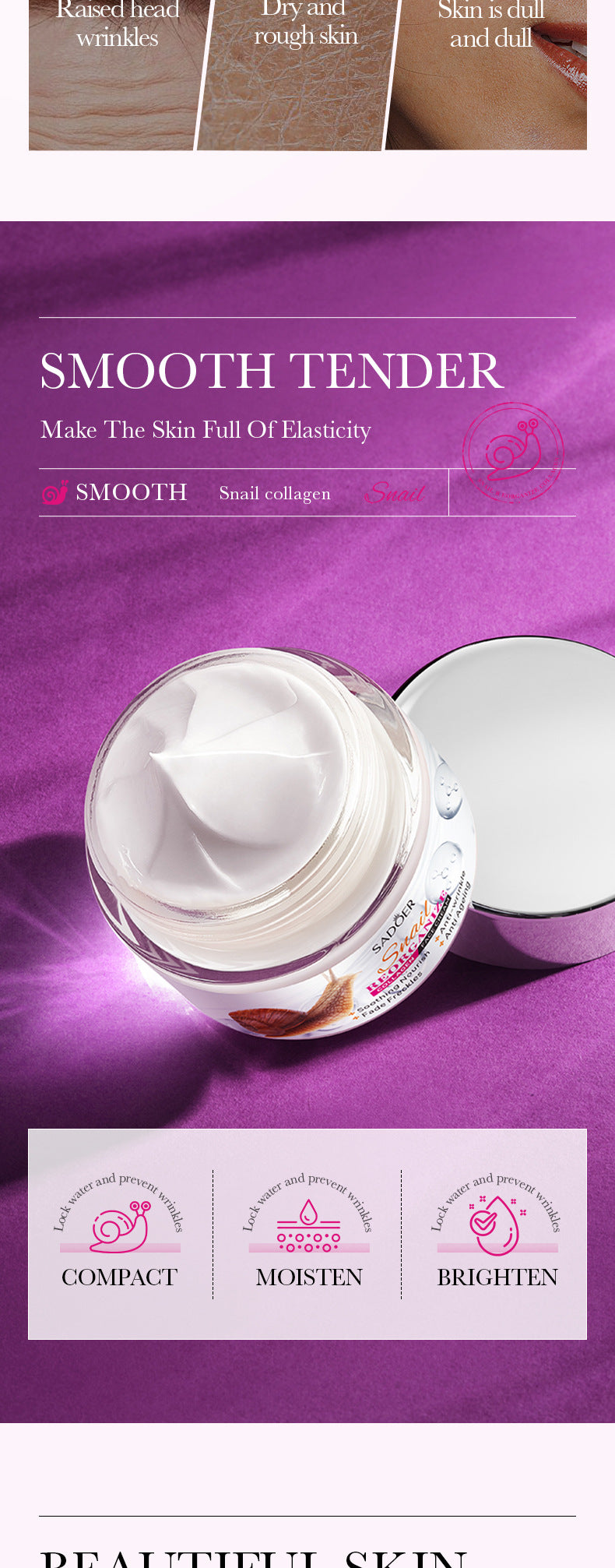 Snail Face Cream50g Collagen Hydrating Moisturizing Cream  Foreign Trade Wholesale