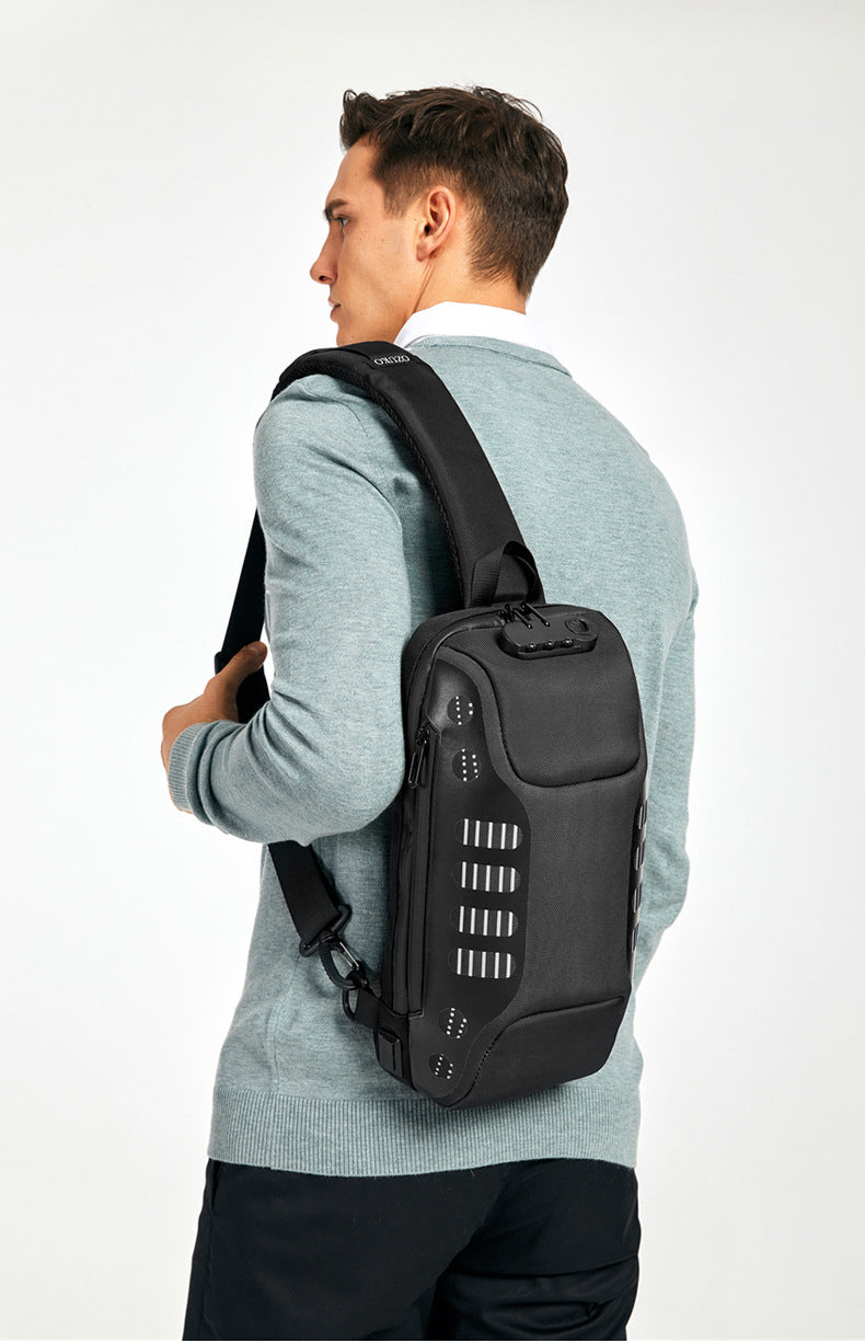 OZUKO Men's Chest Bag Anti-Theft Waterproof Chest Bag Trendy Fashion Crossbody Bag Large Capacity Business Shoulder Bag