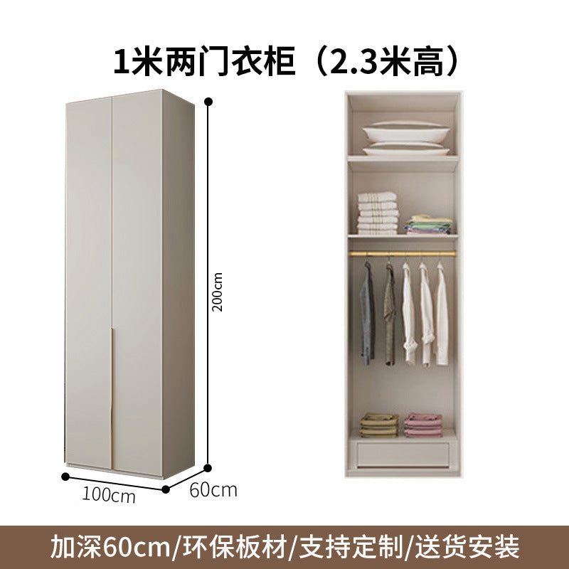 Cream Style Solid Wood Wardrobe Modern Simple Bedroom Storage Cabinet One Door to Ceiling Economical Small Apartment Home Large Wardrobe