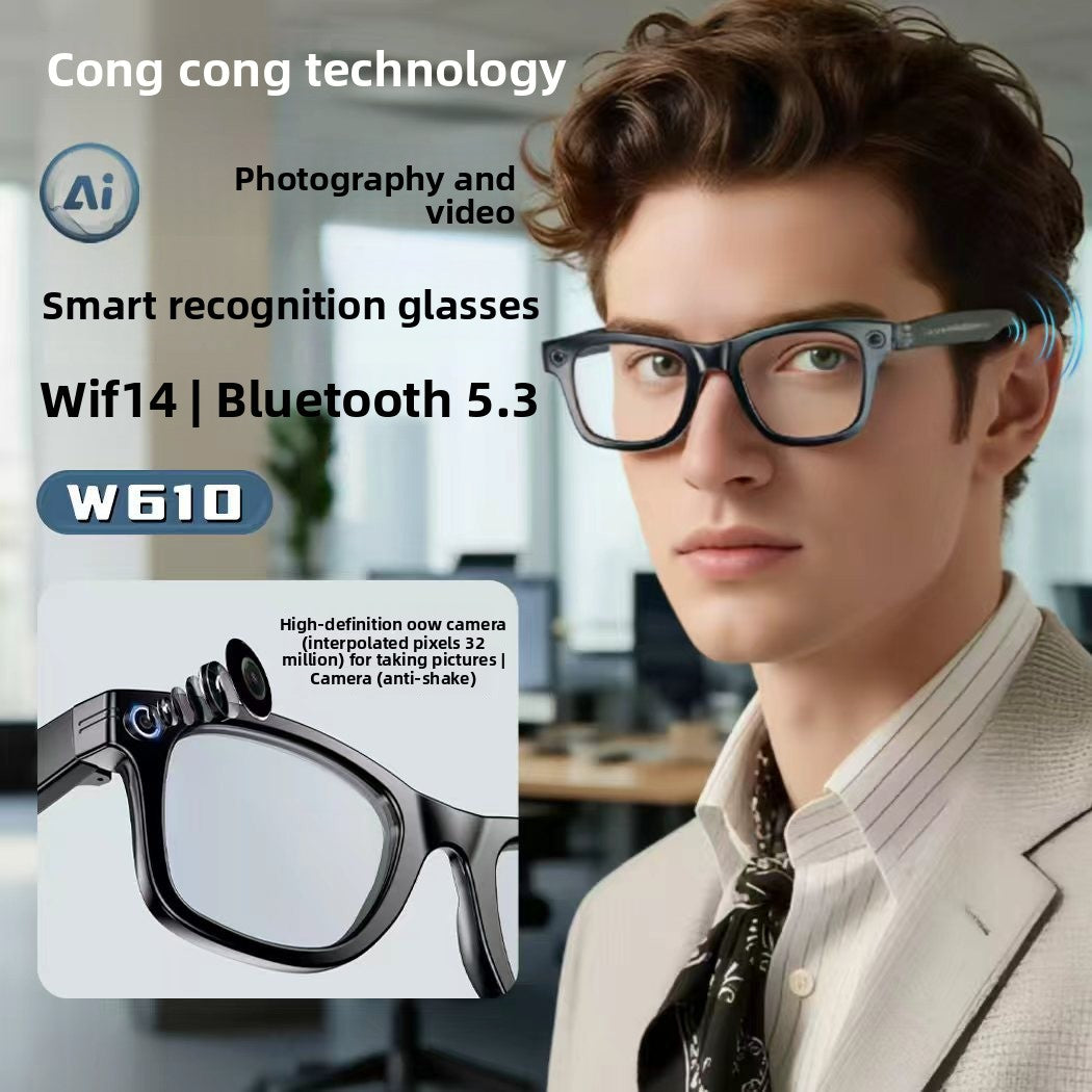 W610Smart Glasses AI Voice Assistant Translation800W Camera Listening to Music Bluetooth Calling Bluetooth