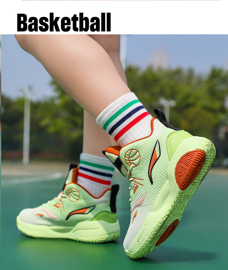 Boys' Casual Fashion Trendy Children's Shoes Non-Slip Wear-Resistant Sports Shoes for Elementary School Students Training Multi-Color Basketball Shoes