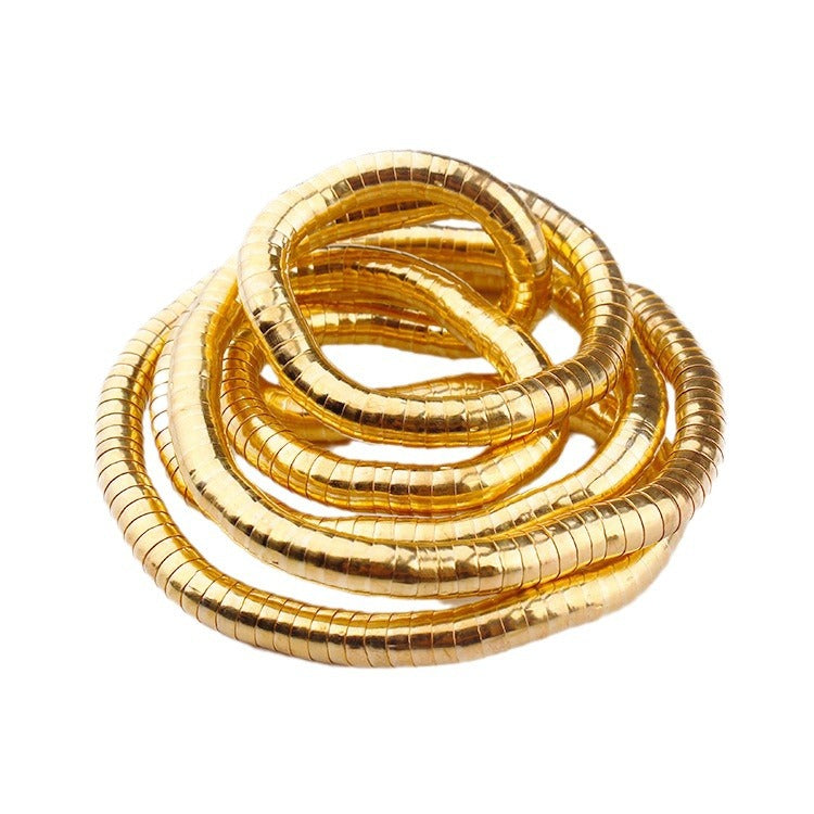 Wrapped Snake Necklace Without Head and Tail90cm White K Iron-plated Irregular Snake Year Necklace Flexible Bendable Snake Bone Necklace