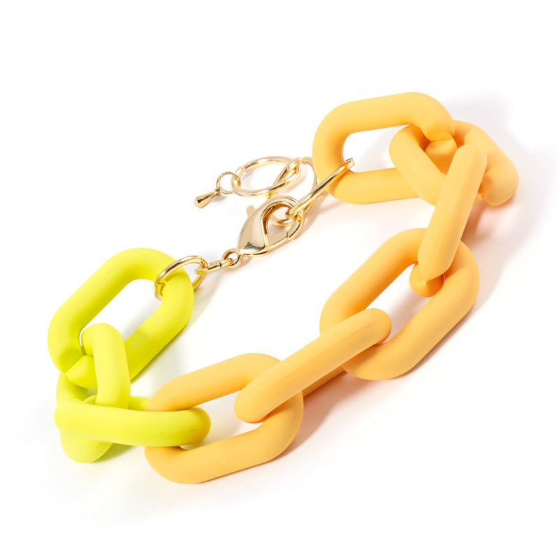 U Chain Bracelet for Women DIY Colorful Simple Resin Bracelet Lobster Clasp Extension Chain Resin Chain Bracelet