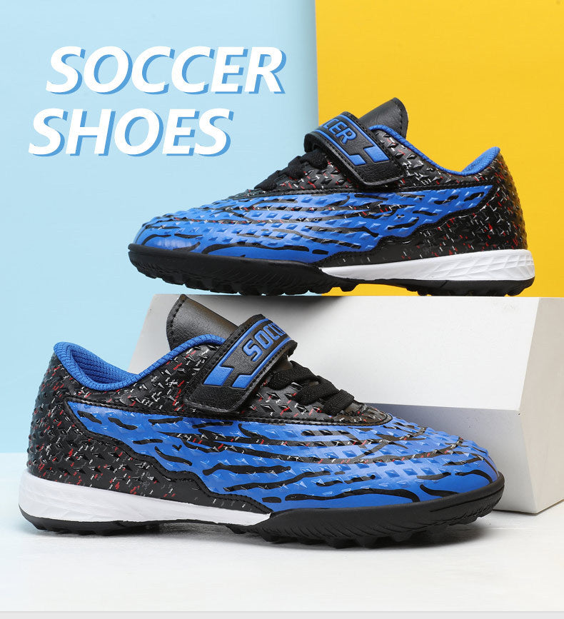 New football shoes for men and women with Velcro for children TF Broken Nail Style Youth Student Grassland Flat Training Shoes