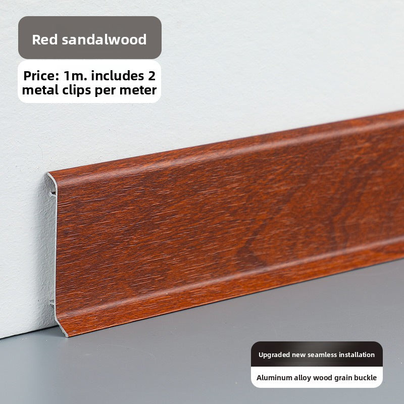 Thickened aluminum alloy skirting board, snap-on metal baseboard, self-adhesive, seamless, stainless steel skirting board for home use