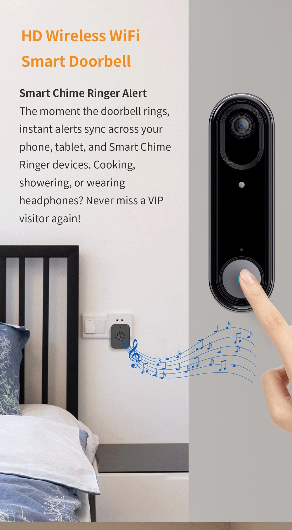 Intelligence Z80Doorbell for Home Use Low Power Consumption Wireless wifi Video Doorbell HD Night Vision Surveillance Doorbell with Ding Dong