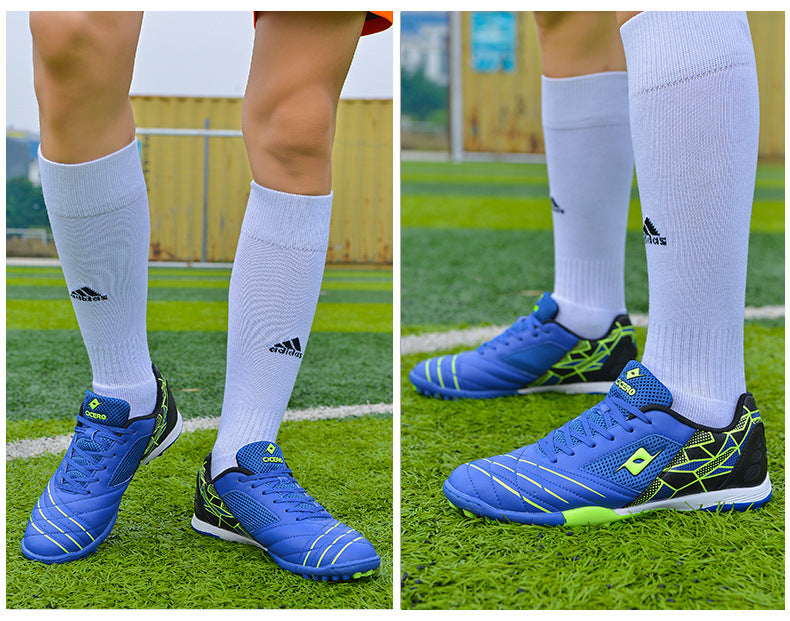 Men's Soccer Shoes TF Velcro Magic Tape Children's Sports Shoes for Primary and Secondary School Students and Teenagers for Sports Competitions and Training