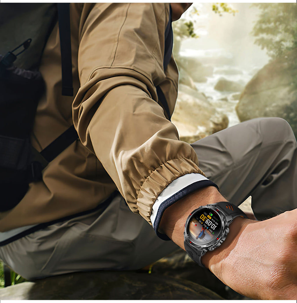 HT37Smart Watch1.46inch Bluetooth Call Heart Rate Pedometer GPS Beidou Positioning Three-Proof Sports Track
