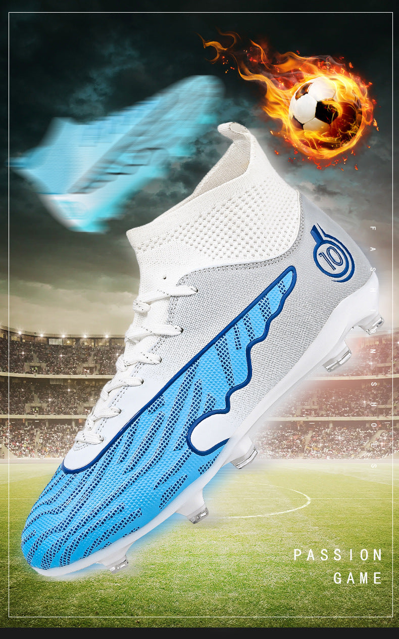 New Professional Football Shoes Boys High Top Youth Students Competition Training AG Long Spike Broken Spike Sneakers