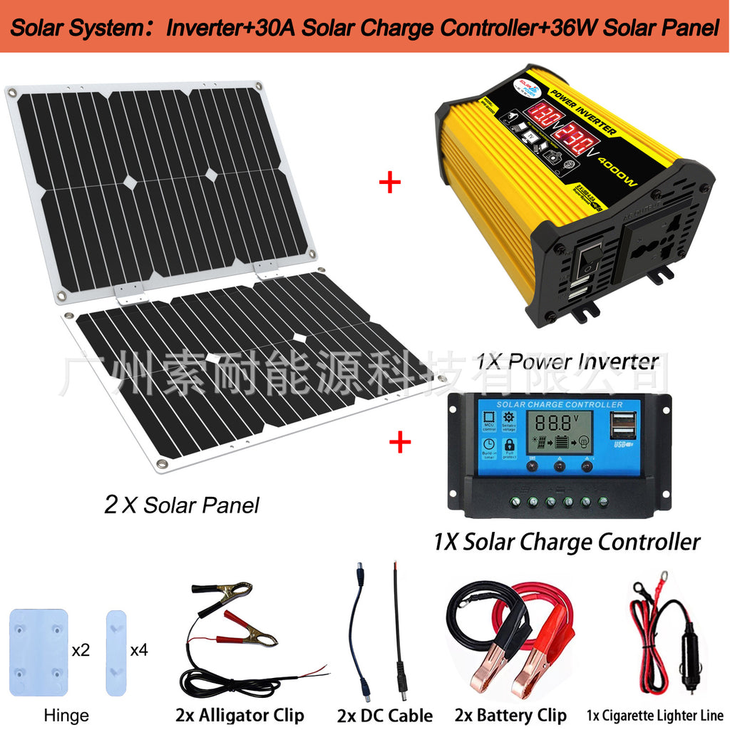 Solar Energy Kit System:12V Inverter 30A Controller 18W Solar Panel Solar System