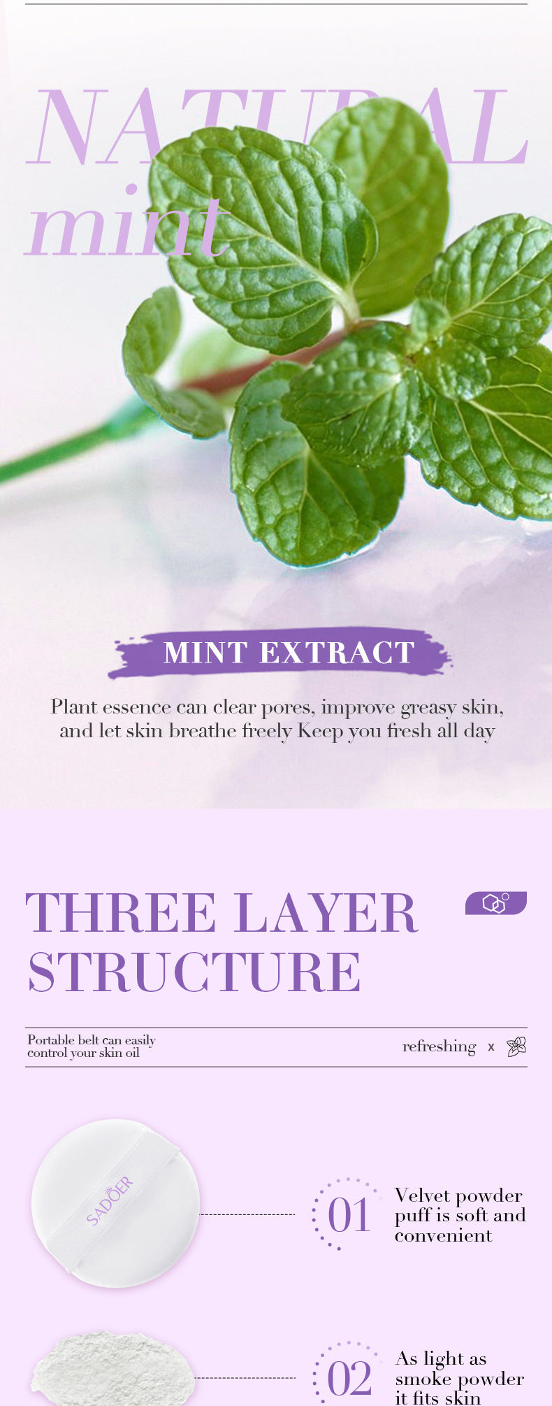 Makeup SADOER Mineral Loose Powder Refreshing Lightweight Setting Concealer Powder  Wholesale