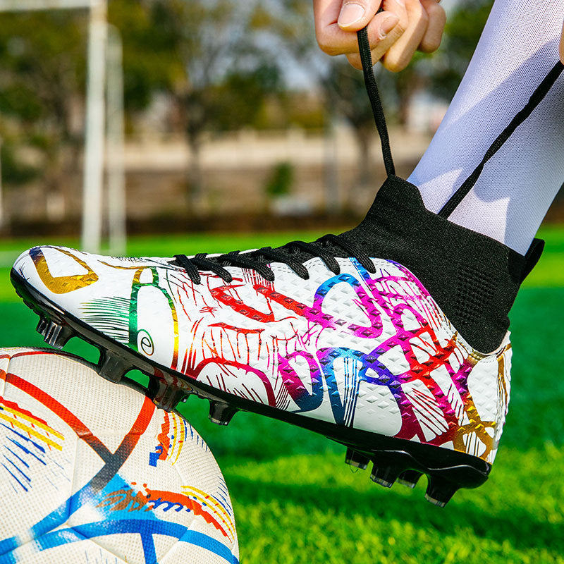 Youth Football Shoes Men and Women Long Spikes Adult Professional Sports Training Shoes Artificial Grass Non-Slip Wear-Resistant Competition Shoes