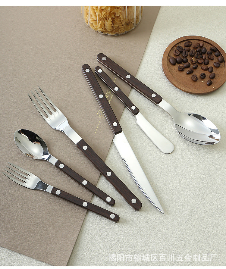 304Mirror Western Tableware Set ABS Handle Butter Knife Fork Spoon Clip Handle Steak Dessert Spoon Fork Plastic Handle