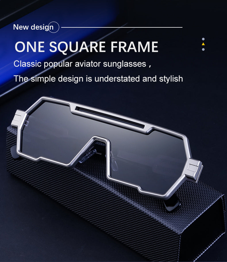 Vintage Sunglasses for Men, Steampunk Style, Irregular Sunglasses, High-End Driving Glasses, Sun Protection Integrated Glasses for Women