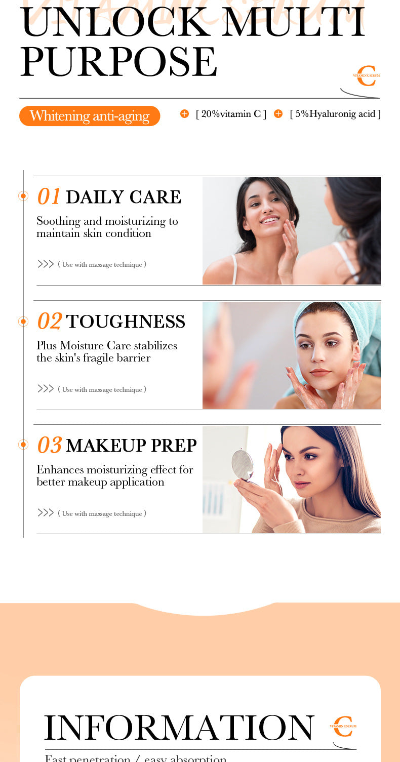 BIOAOUA Essence Series Hydrating and Nourishing Vitamins C Essence   Factory Direct Sales