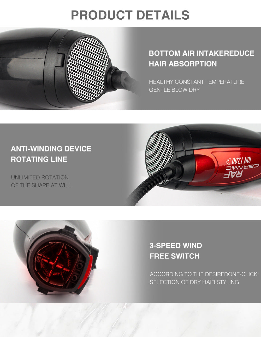 Multifunctional Curling Hair Dryer Comb Pear Flower Head High Power Household Hairdressing Styling Tool Set5