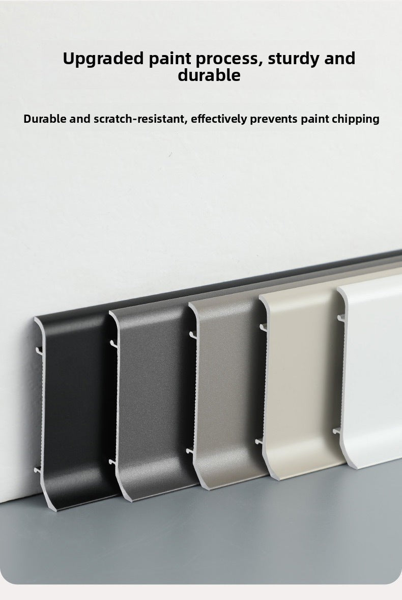 Aluminum alloy skirting board, ultra-thin cream-style baseboard decorative line, curved light-luxury metal snap-on skirting board