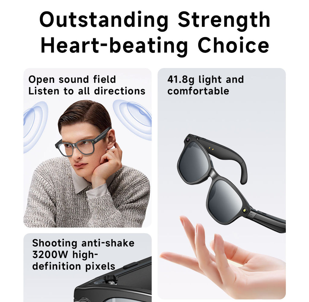 L801Smart Glasses800100 Megapixel Camera with Image Stabilization1200P Video Recording AI Simultaneous Translation Color Changing Sunglasses