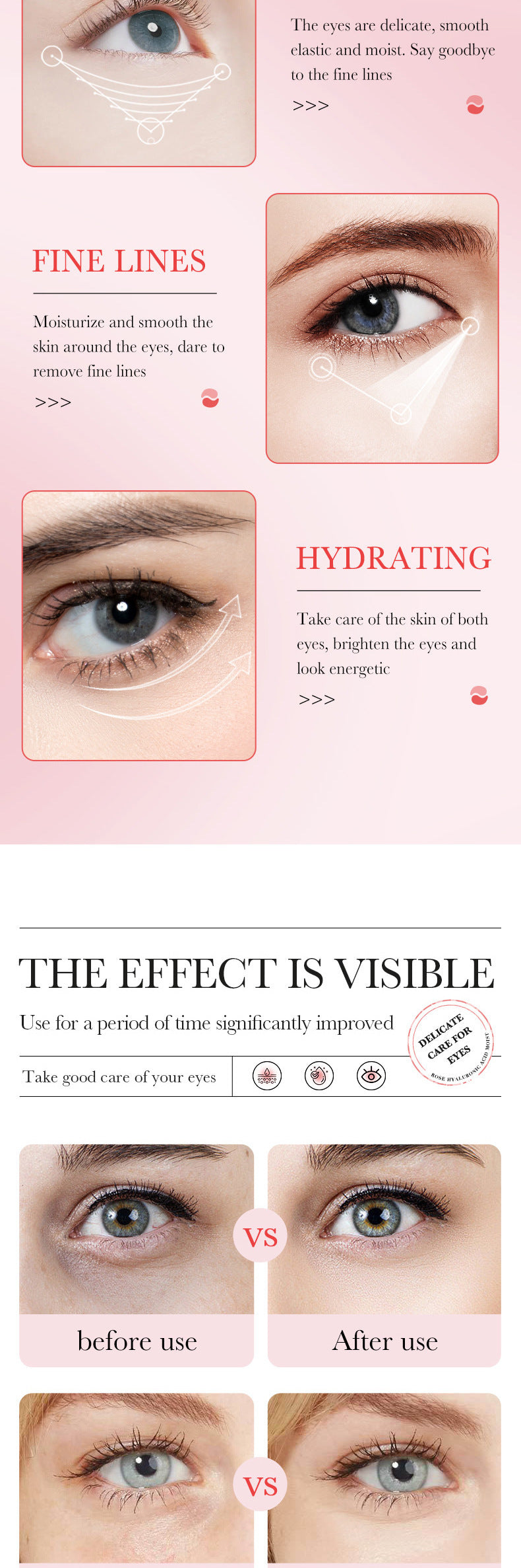 BIOAOUA Rose Hyaluronic Acid Moisturizing Eye Mask Hydrating and Moisturizing Eye Mask Wholesale