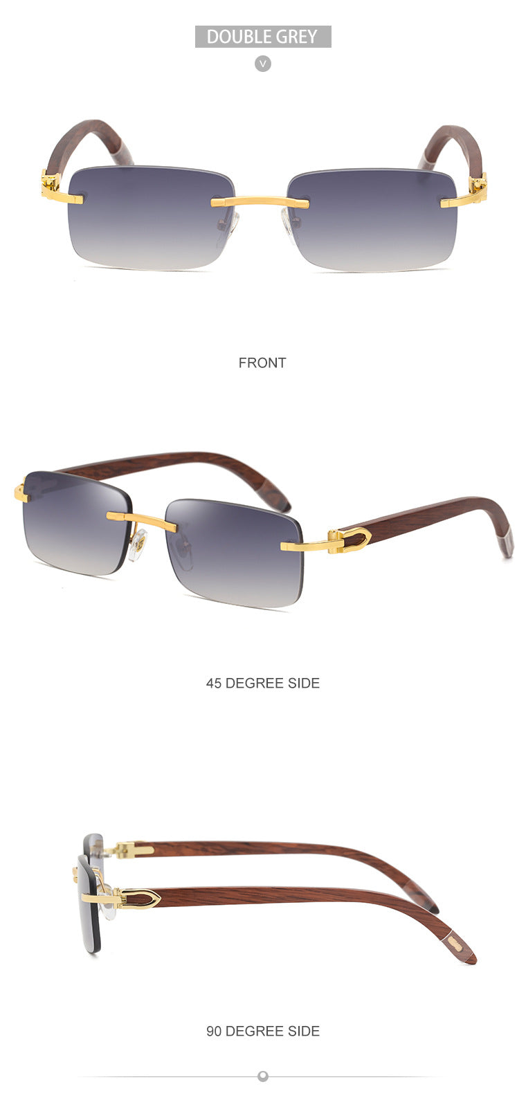 Fashion Sunglasses for Men Frameless Wooden Leg Slingshot Sunglasses Men Trendy Wooden Optical Frame sunglasses