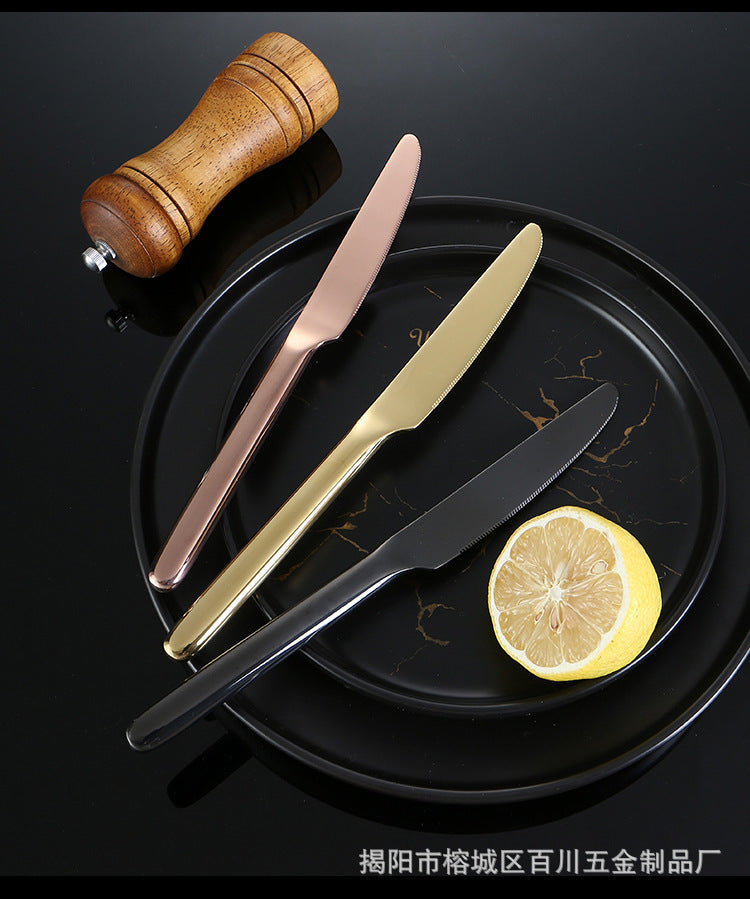 201Stainless Steel Knife Fork Spoon Heavy Moonlight Tableware Western Food Hotel Household Steak Knife Fork Dessert Spoon Wholesale