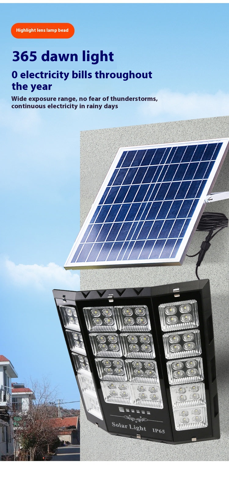 Wholesale New Solar Garden Lights for Rural Outdoor Rainproof ABS Body with LED Light Source IP65 Rating for Foreign Trade