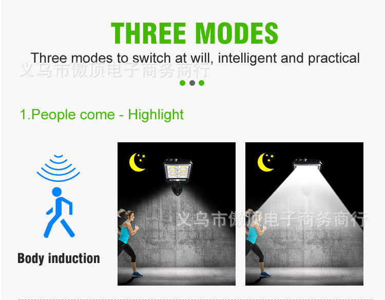 Outdoor Solar Street Light New Human Body Sensing Garden Light with Remote Control LED Wall Lamp Waterproof Garden Light