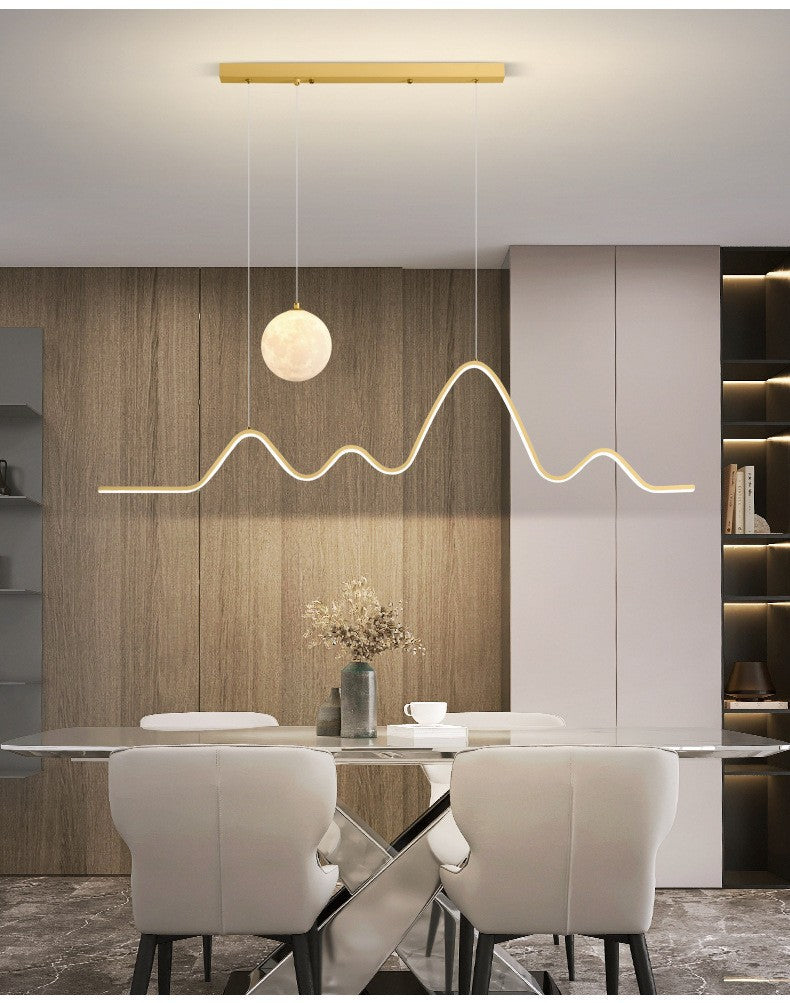 Restaurant Pendant Light Luxury Dining Room Table Bar Counter Lighting Modern Minimalist Moon Lamp Minimalist Long Strip Restaurant Light