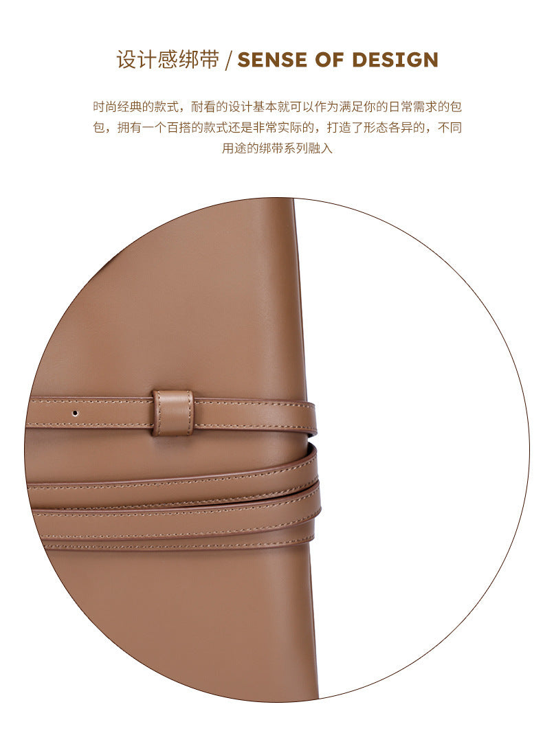 Trendy Belt Decorated Underarm Bag for Women, European and American Retro Style Tote Bag, Fashionable Large Capacity Women's Bag