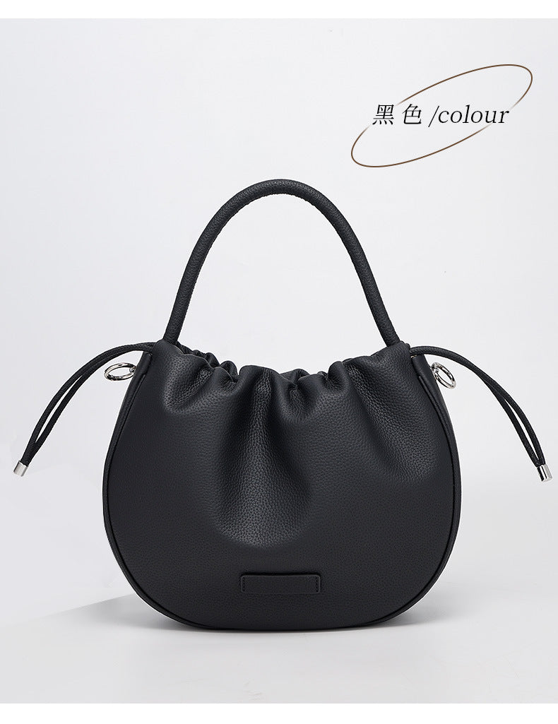 New Women's Bag Cloud Bag Fashion Crossbody Bag Cowhide Shoulder Bag Handbag Pleated Saddle Bag Trendy