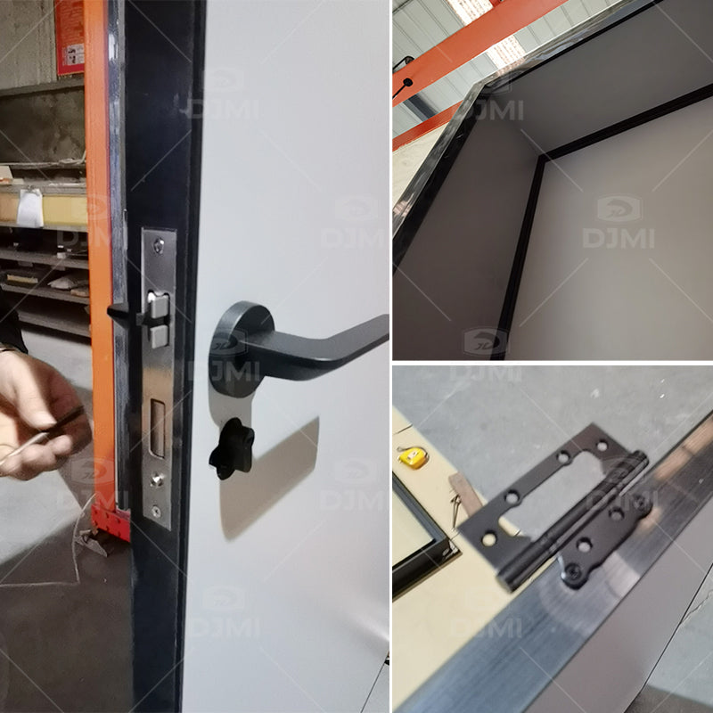 Popular Ecotype Aluminum Frame Wood Panel Door Melamine/HPL Plywood Swing Sound Proof Interior Wooden Door