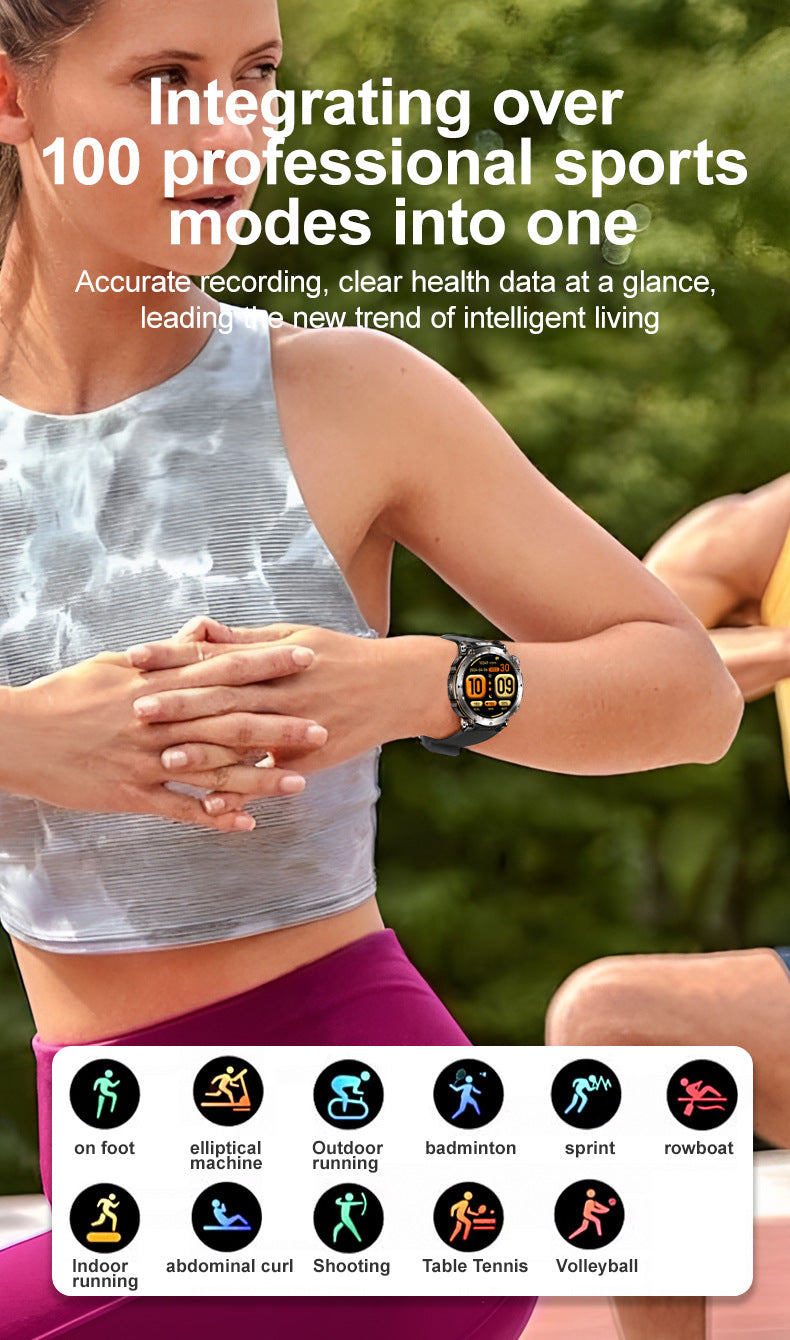 HT30Smart Watch Bluetooth Call True Heart Rate Step Count Sleep Monitoring Deep Waterproof Flashlight Sports Three-Proof