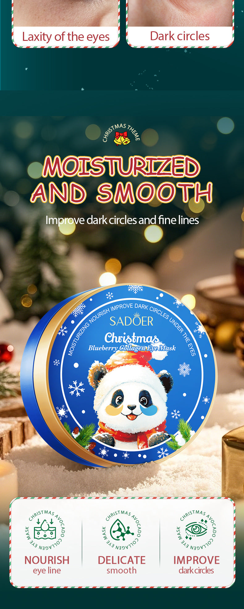 Christmas Blueberry Collagen Eye Mask SADOER Moisturizing Eye Mask Cross-Border Wholesale