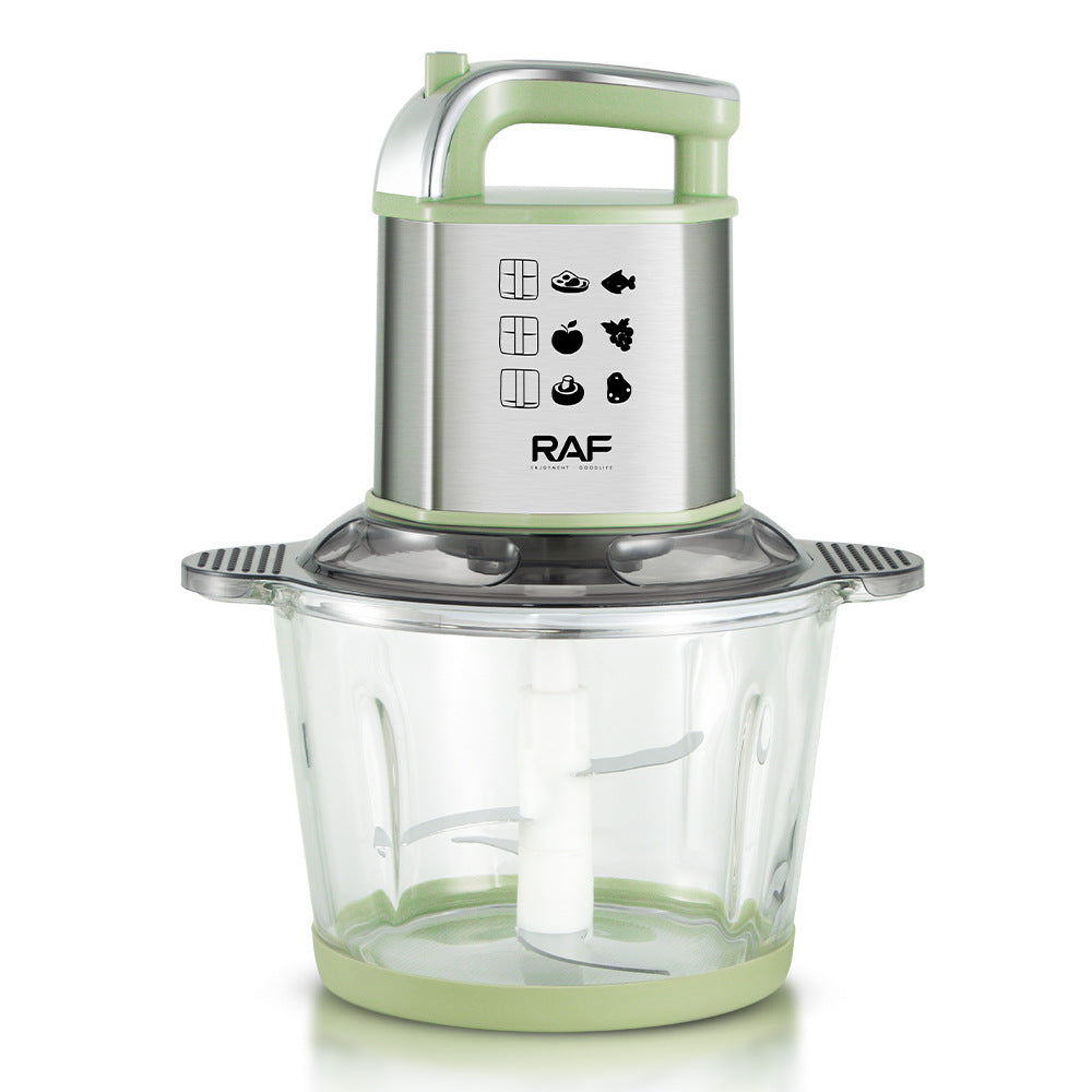 RAF European Standard Meat Grinder Small Multi-Functional Food Processor with Glass Jar for Home Use, Electric Meat Grinder and Blender R.7702