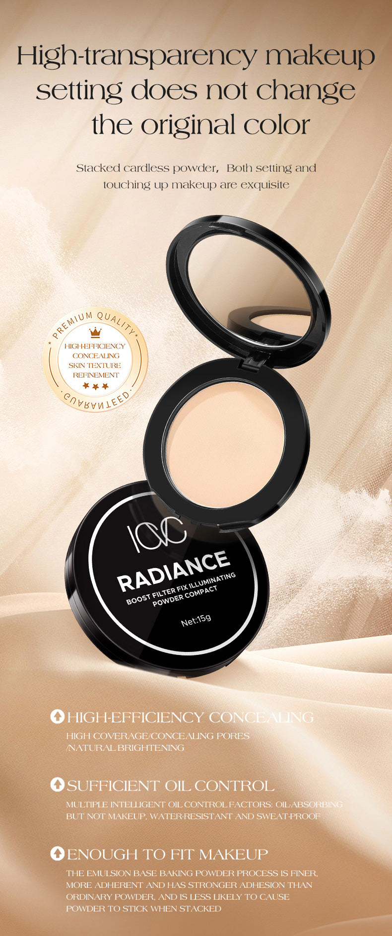ICVC#1204Oil Control Powder Nude Makeup Setting Loose Powder5g Comes with makeup mirror, e-commerce version