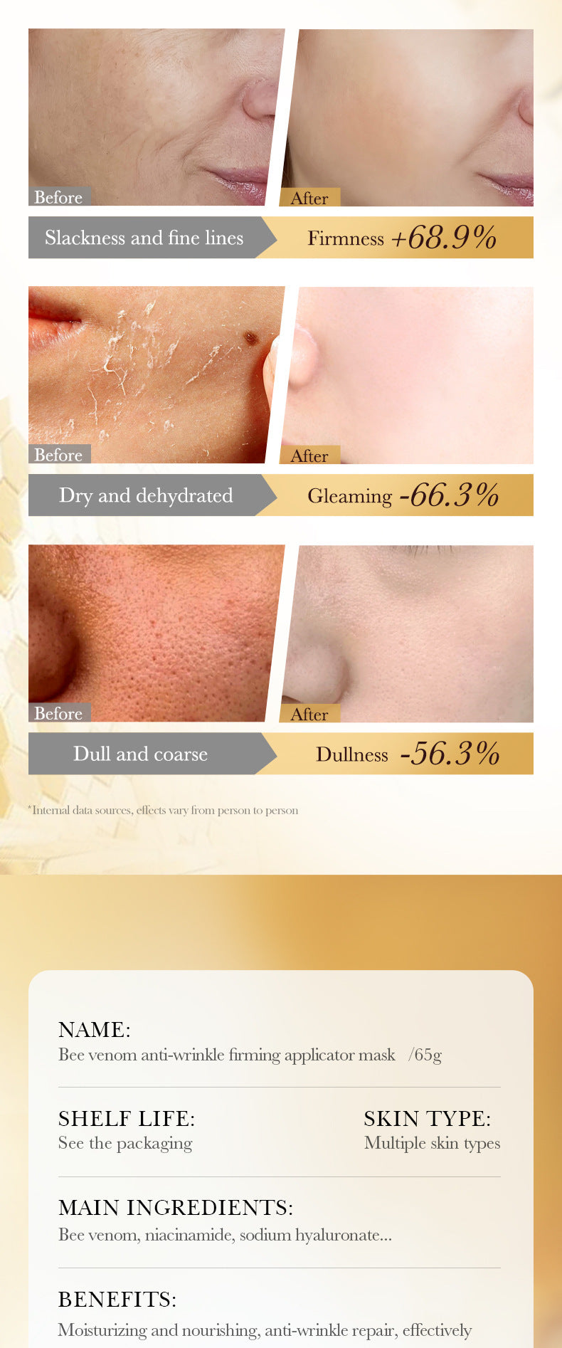 Bee Venom Firming Mask SADOER Anti-wrinkle moisturizing cream cross-border foreign trade wholesale