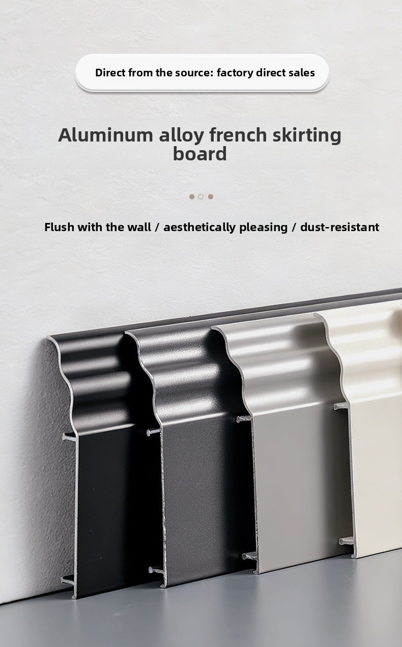 Aluminum alloy skirting board7cm Ultra-narrow double-layer snap-on skirting board, ultra-thin self-adhesive metal aluminum alloy baseboard