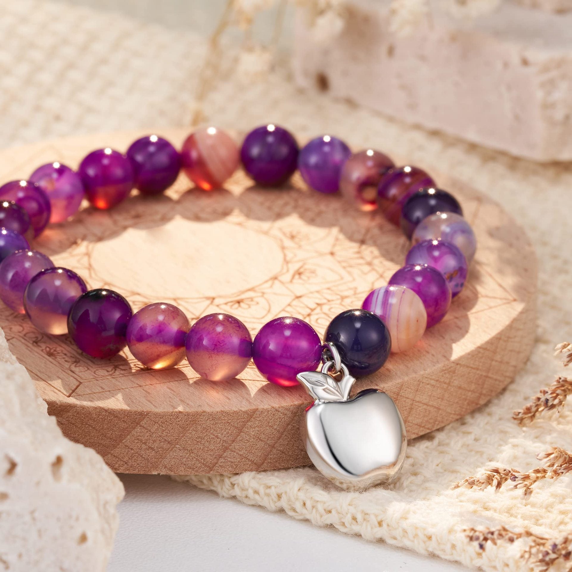 New Arrival Mom Gift Amethyst Bracelet Obsidian Agate Bracelet Mother's Day Angel Pendant Bracelet