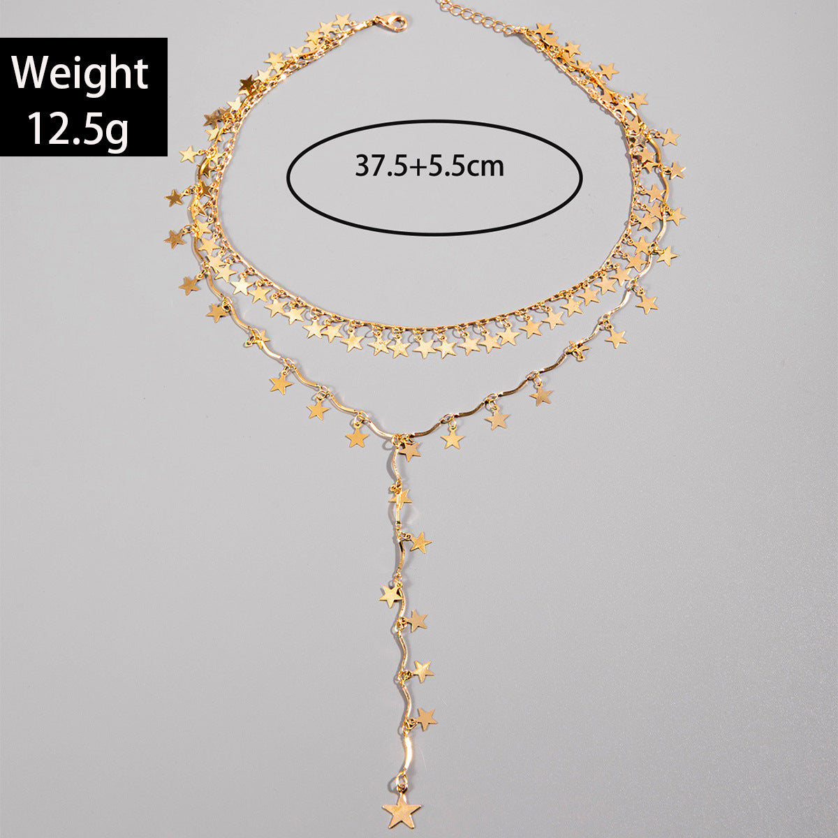 Geometric Star Tassel Chain Necklace Versatile Metal Style Sexy Multi-layer Stacking Y Type Necklace