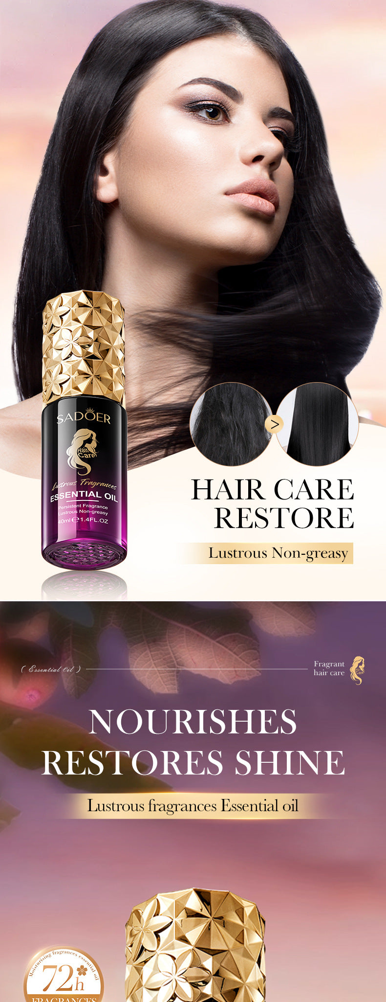 Fragrance Hair Care Essential Oil40ml SADOER Repair Smooth Nourishing Hair Conditioner  Wholesale