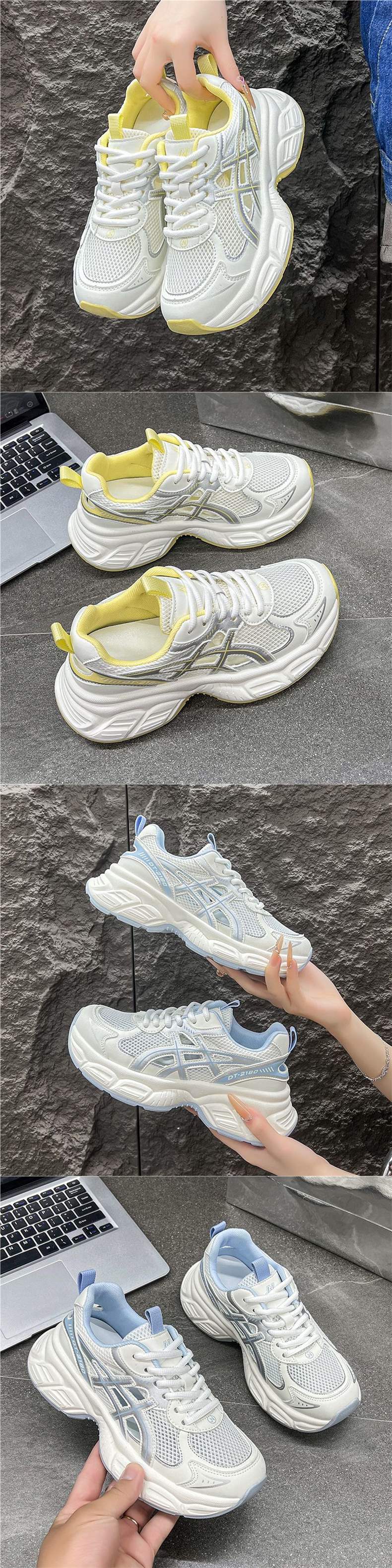 Exported Italian Original Clearance Dad Shoes Summer New Women's Running Hollow Sports Shoes Thick Sole
