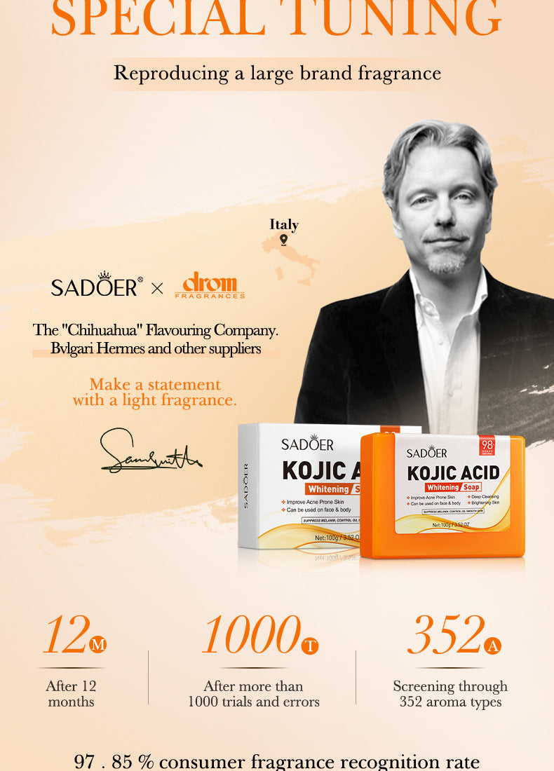 Kojic Acid Whitening Soap100g SADOER Clean Bathing Facial Soap Handmade Soap  Wholesale