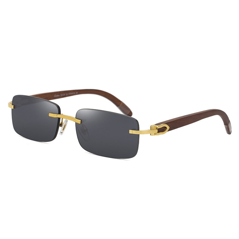 Fashion Sunglasses for Men Frameless Wooden Leg Slingshot Sunglasses Men Trendy Wooden Optical Frame sunglasses
