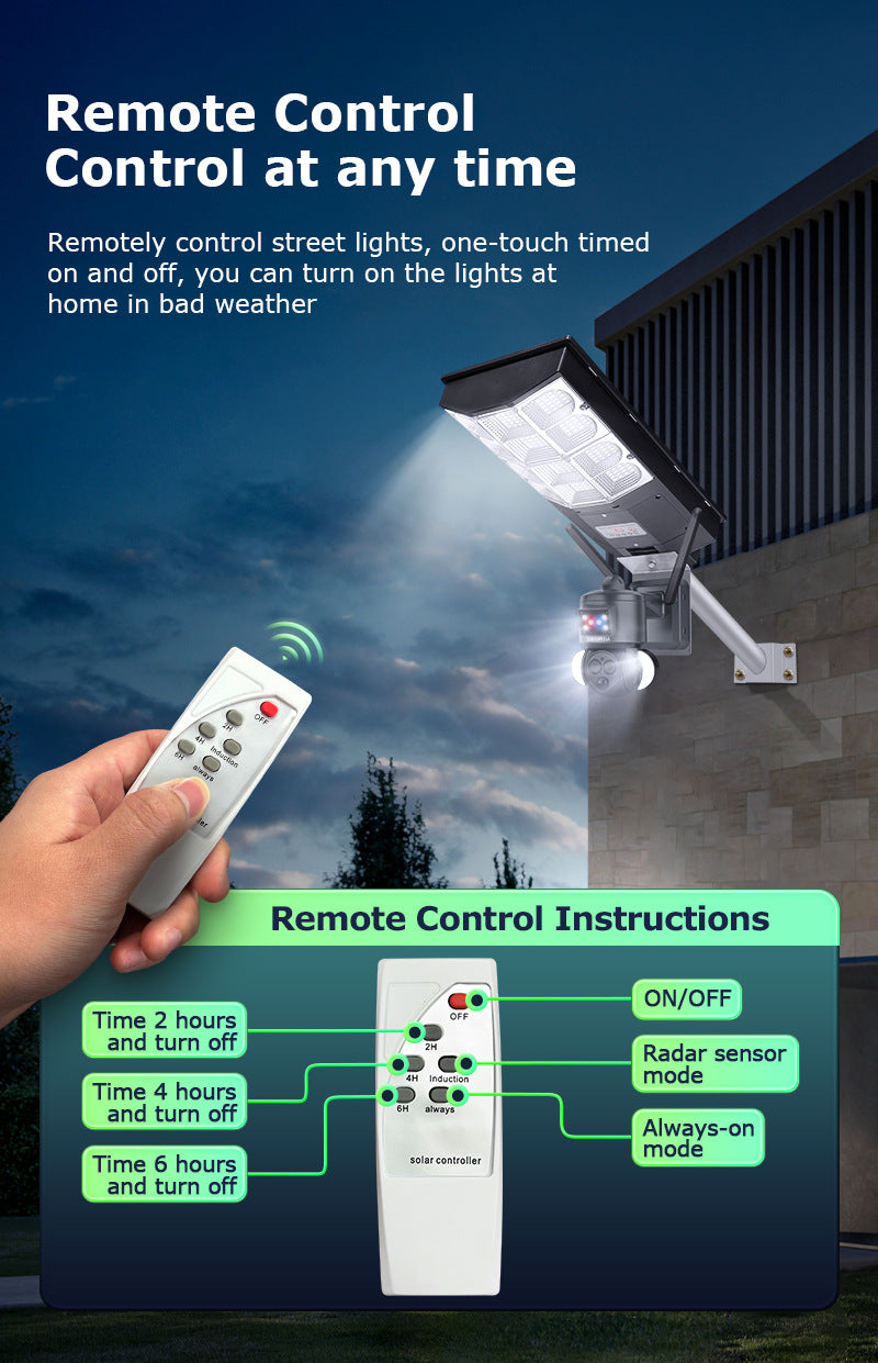 Courtyard12High Definition Zoom Solar Street Light Monitoring600Wanquan Color Night Vision Multi-screen Camera