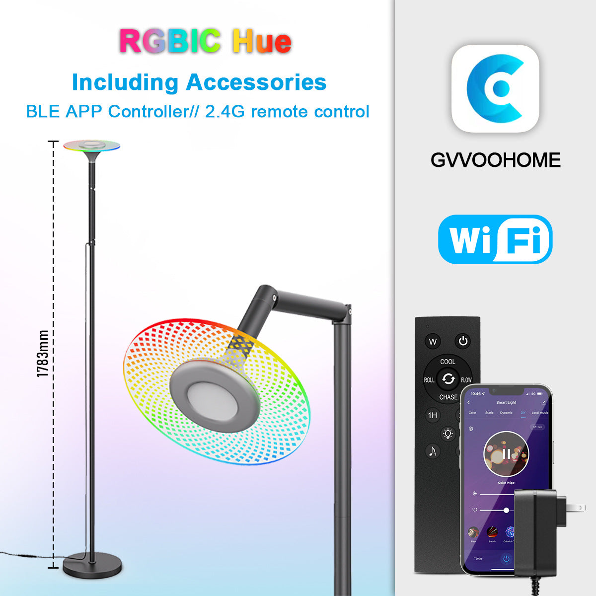 LED Floor Lamp Colorful Atmosphere Lamp Bluetooth Floor Lamp Ceiling Floor Lamp rgb Floor-standing Corner Lamp Ambient Light